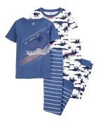 Kid 4-Piece Dinosaur Cotton Pajamas, image 1 of 4 slides