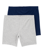 Kid 2-Pack Tumbling Shorts - Grey/Navy, image 1 of 6 slides