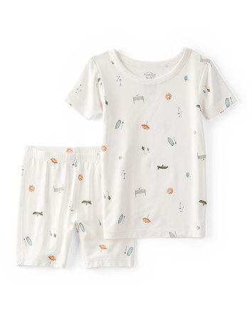 Toddler Camp Print PurelySoft 2-Piece Pajamas - Ivory, 