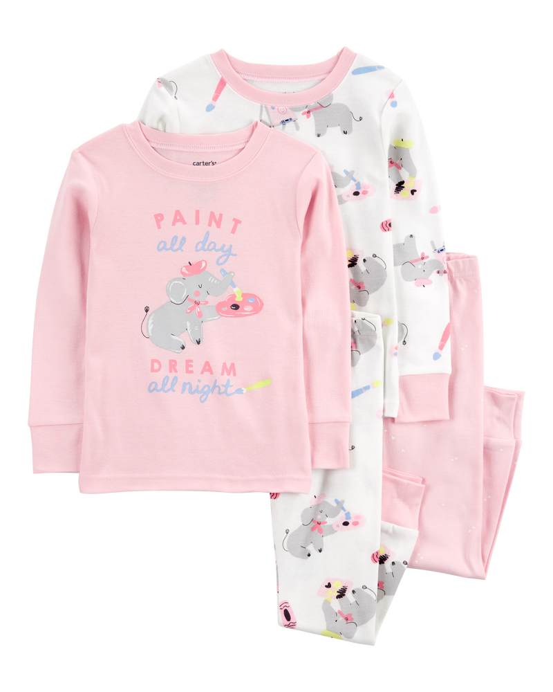 Toddler 4-Piece Painter Elephant 100% Snug Fit Cotton Pajamas, image 1 of 4 slides