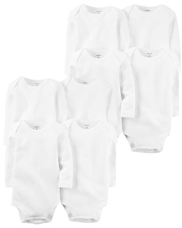 Baby 8-Pack Long Sleeve Cotton Bodysuits Set, 