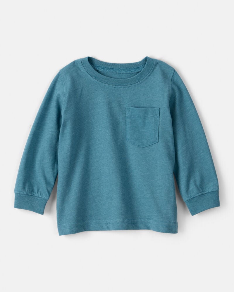 Baby Boy Long-Sleeve Pocket Tee - Teal, image 1 of 3 slides