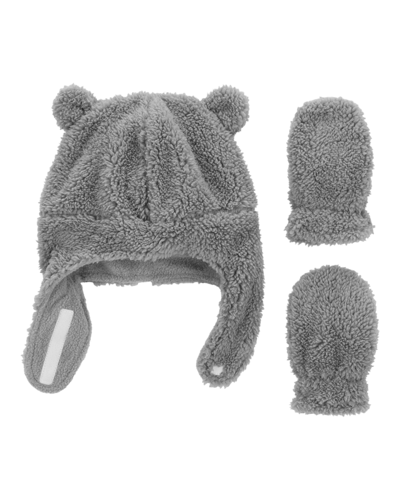 Baby 2-Pack Sherpa Hat & Mitten Set, image 1 of 3 slides