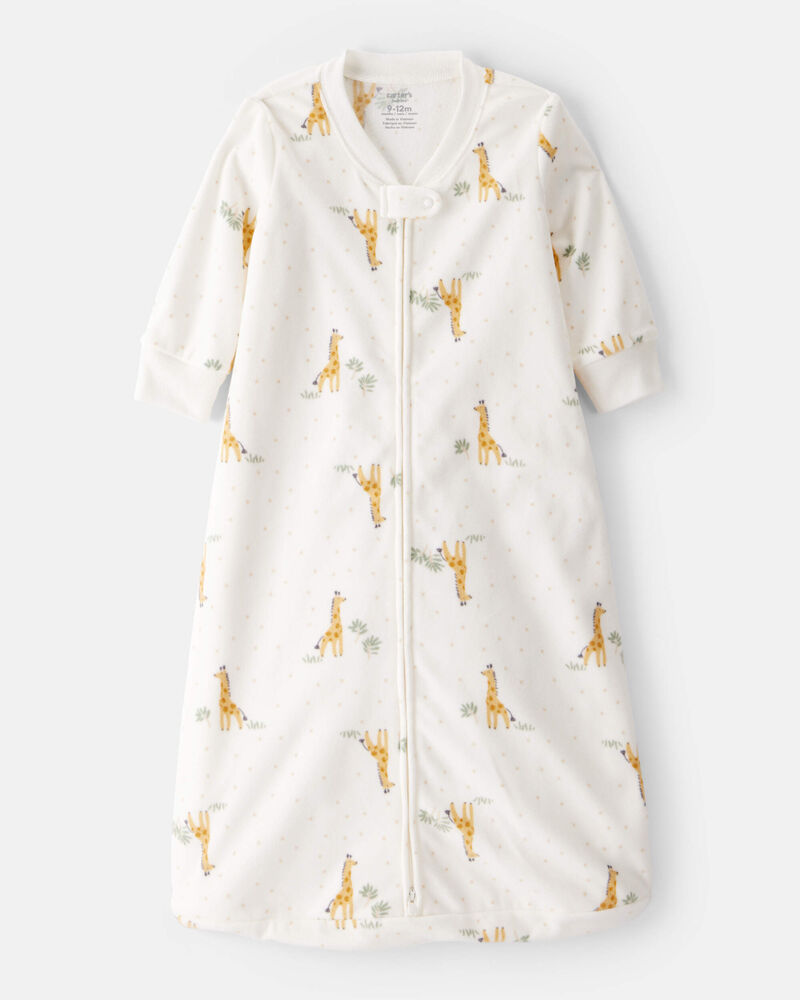Baby Giraffe Print Long-Sleeve Wearable Blanket - White, image 1 of 4 slides