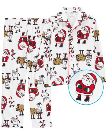 Kid 2-Piece Santa Cookies Coat-Style Pajamas, 