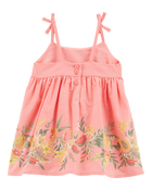 Baby Poplin Floral Print Dress - Pink, image 2 of 5 slides