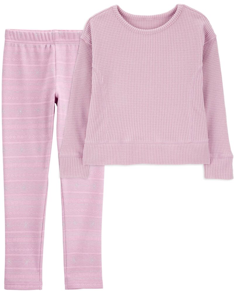 Kid 2-Piece Thermal Top & Fleece Leggings Set, image 1 of 7 slides