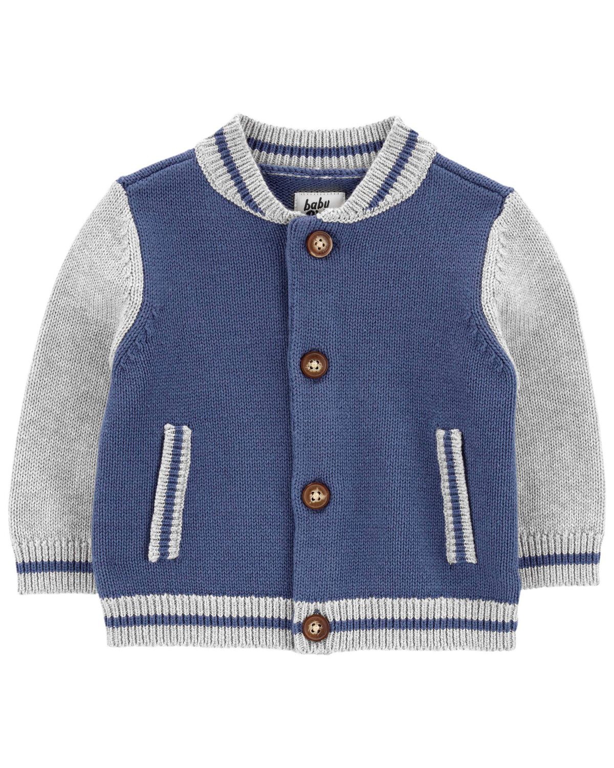 Blue Baby Sweater Knit Varsity Jacket