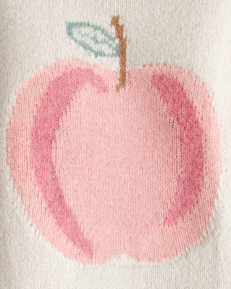Toddler Girl Apple Long-Sleeve Sweater - Ivory, image 2 of 3 slides