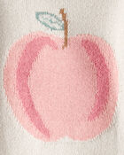 Toddler Girl Apple Long-Sleeve Sweater - Ivory, image 2 of 3 slides