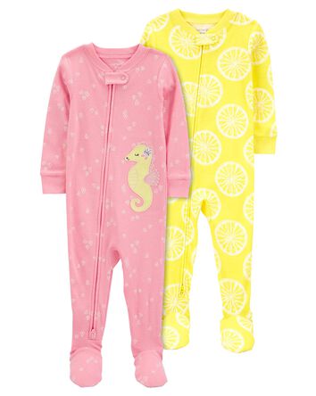 Baby 2-Pack 100% Snug Fit Cotton 1-Piece Footie Pajamas, 