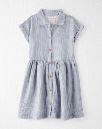 Kid Organic Cotton Striped Button-Front Dress
, 