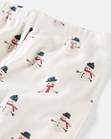 Toddler Organic Cotton Snowman Print Pajamas, 