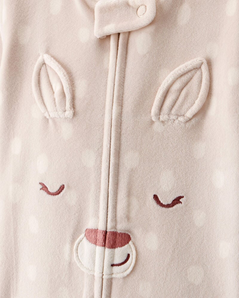 Baby Girl Deer Print Loose Fit Long-Sleeve 2-Way Zip - Brown, image 2 of 4 slides