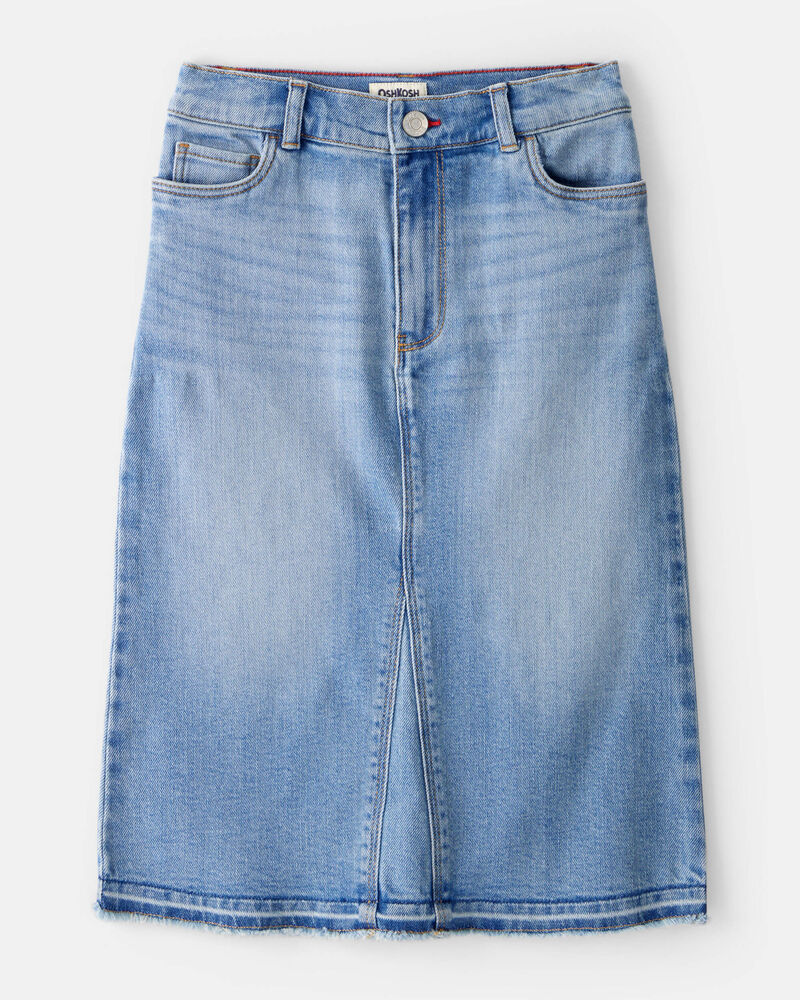 Girls Denim Midi Skirt - Blue, image 1 of 4 slides