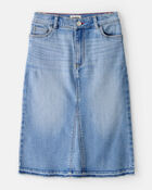 Girls Denim Midi Skirt - Blue, image 1 of 4 slides