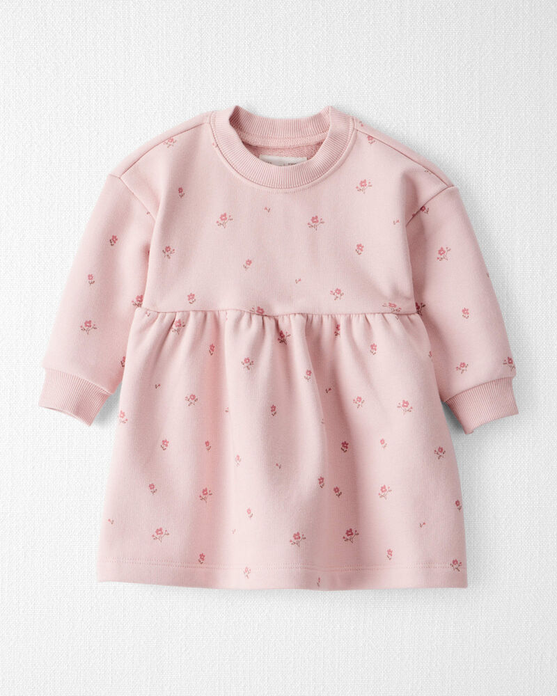 Baby Girl French Terry Dress Made with Organic Cotton in Blush Petals Print, image 1 of 7 slides