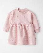 Baby Girl French Terry Dress Made with Organic Cotton in Blush Petals Print, image 1 of 7 slides