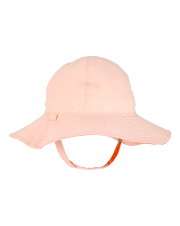 Baby Girl Orange Fruit Print Reversible Swim Hat - Orange/Peach, 