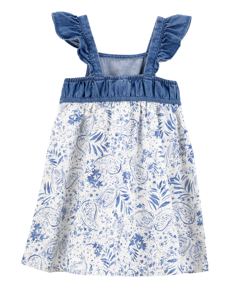 Baby Chambray Floral Print Dress, image 2 of 4 slides