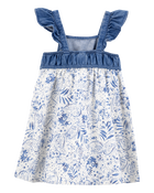 Baby Chambray Floral Print Dress, image 2 of 4 slides