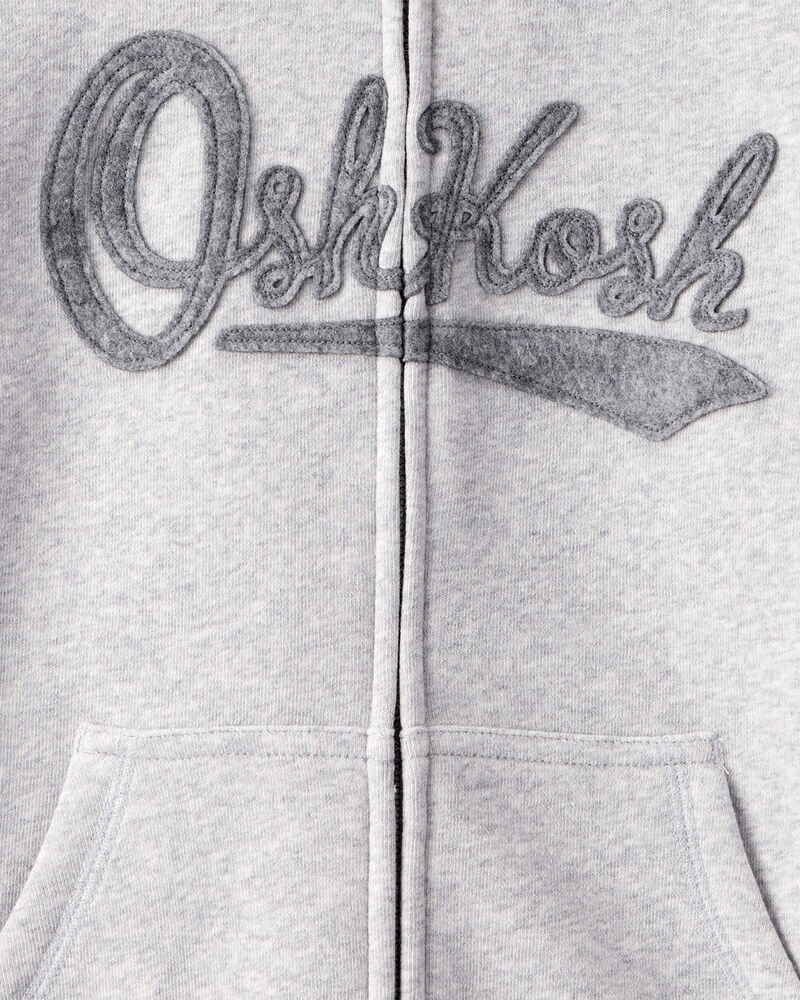 Boys OshKosh Fleece Logo Zip Jacket - Grey, image 3 of 4 slides