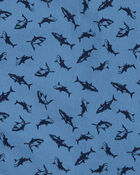 Kid Shark Print Button-Front Short Sleeve Shirt, image 2 of 2 slides