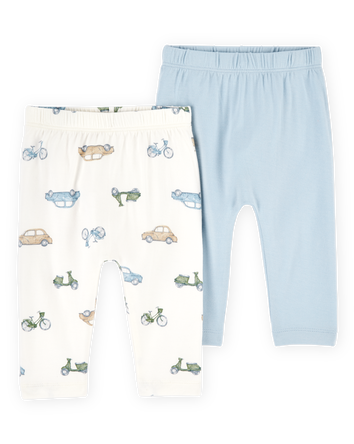 Baby 2-Pack PurelySoft Pull-On Pants - Blue/Ivory, 