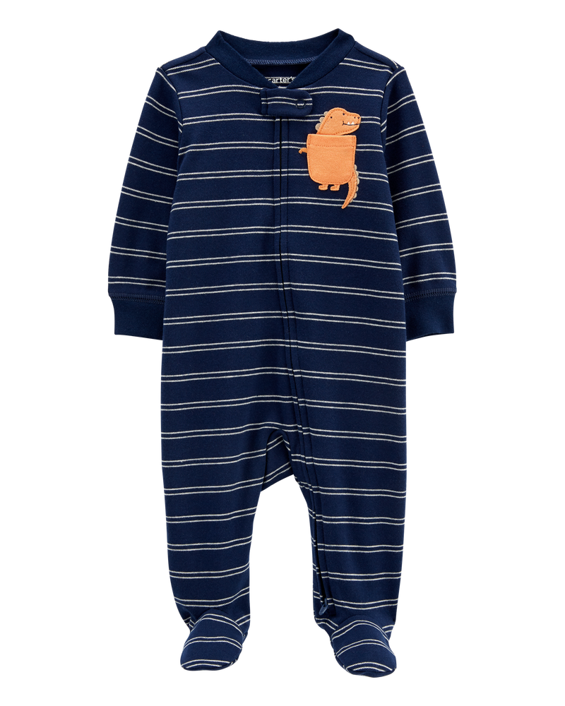 Baby Dinosaur 2-Way Zip Cotton Sleep & Play Pajamas, image 1 of 4 slides