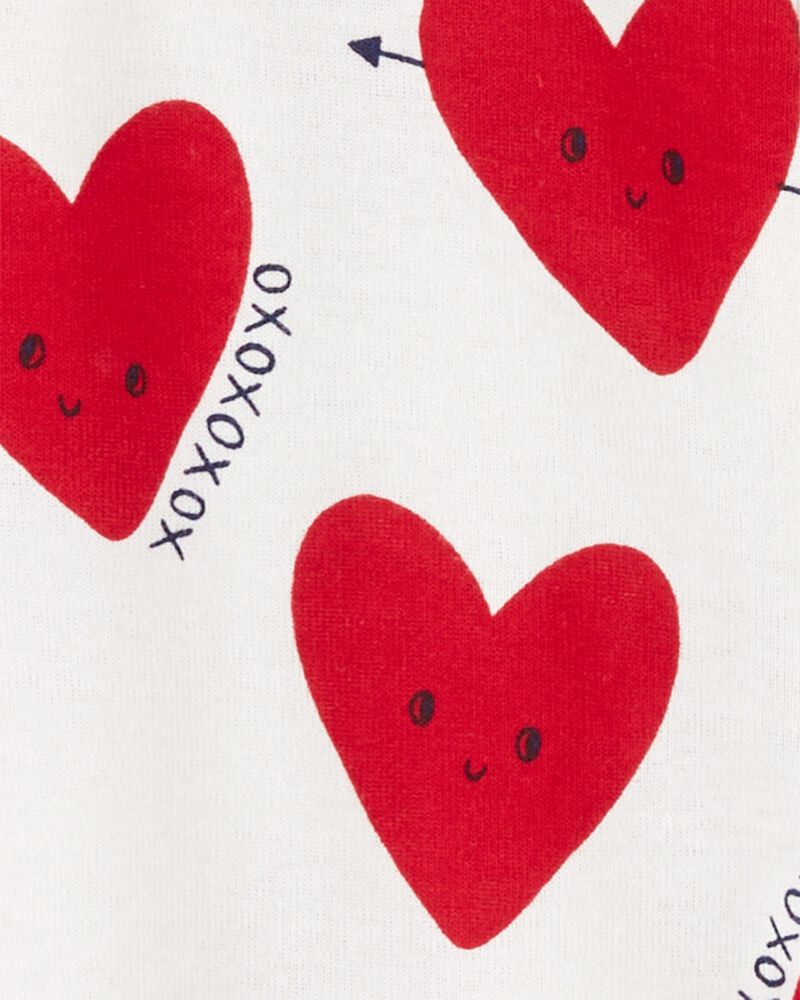 Baby Valentine's Day Heart 2-Way Zip Cotton Sleep & Play Pajamas, image 2 of 3 slides