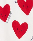 Baby Valentine's Day Heart 2-Way Zip Cotton Sleep & Play Pajamas, image 2 of 3 slides