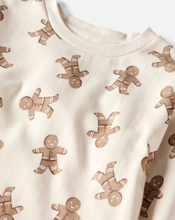Kid Gingerbread Man Holiday Pullover Made with Organic Cotton, 