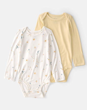 Baby 2-Pack Constellation PurelySoft Bodysuits - Yellow/Cream, 