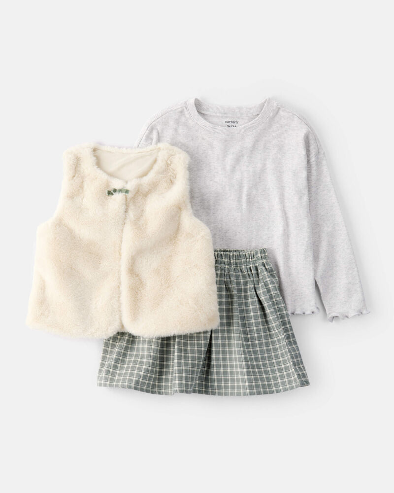 Toddler Girl 3-Piece Long-Sleeve Vest Set, image 1 of 2 slides