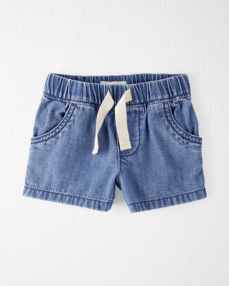 Baby Organic Cotton Chambray Drawstring Shorts, image 1 of 4 slides
