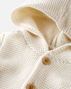 Toddler Organic Signature Stitch Cardigan in Cream, image 2 of 4 slides