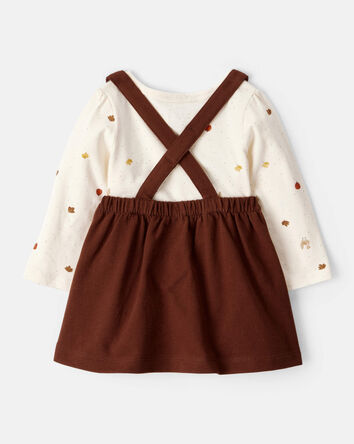Baby Girl 3-Piece Thanksgiving Print Dress Set - White/Brown, 