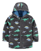 Toddler Dinosaur Color Changing Rain Jacket - Grey, image 3 of 6 slides