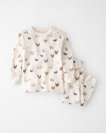 Baby Organic Cotton Pajamas in Farm Friends Print, 