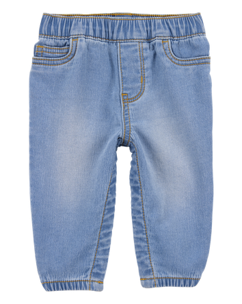 Baby Pull-On Jeans With Snap Leg Closures - Blue, 
