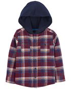 Toddler Hooded Button-Front Cozy Flannel Top, image 1 of 3 slides