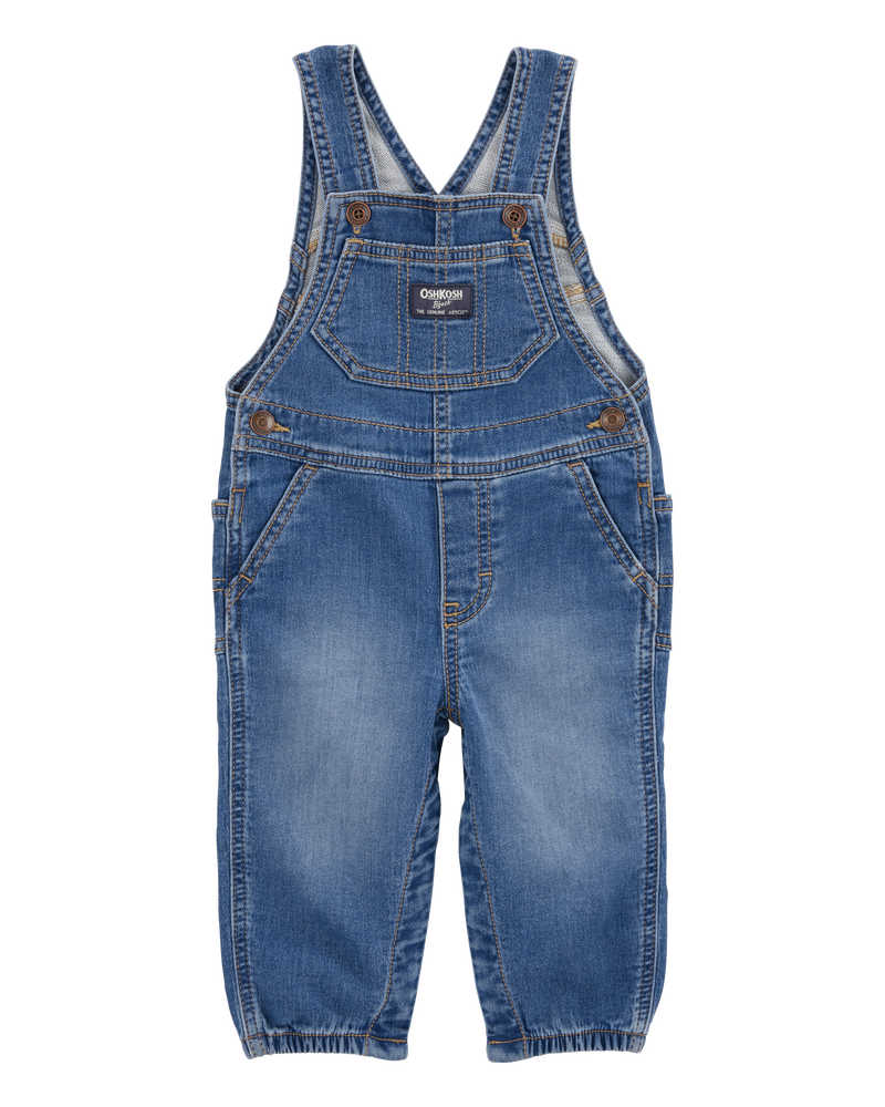 Baby Neutral Knit-Like Denim Overalls - Medium Wash, image 1 of 5 slides
