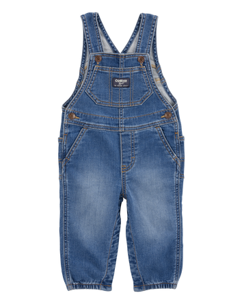 Baby Neutral Knit-Like Denim Overalls - Medium Wash, 
