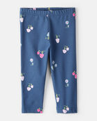 Baby Girl Floral Cotton Pull-On Stretch Leggings - Blue, image 1 of 4 slides