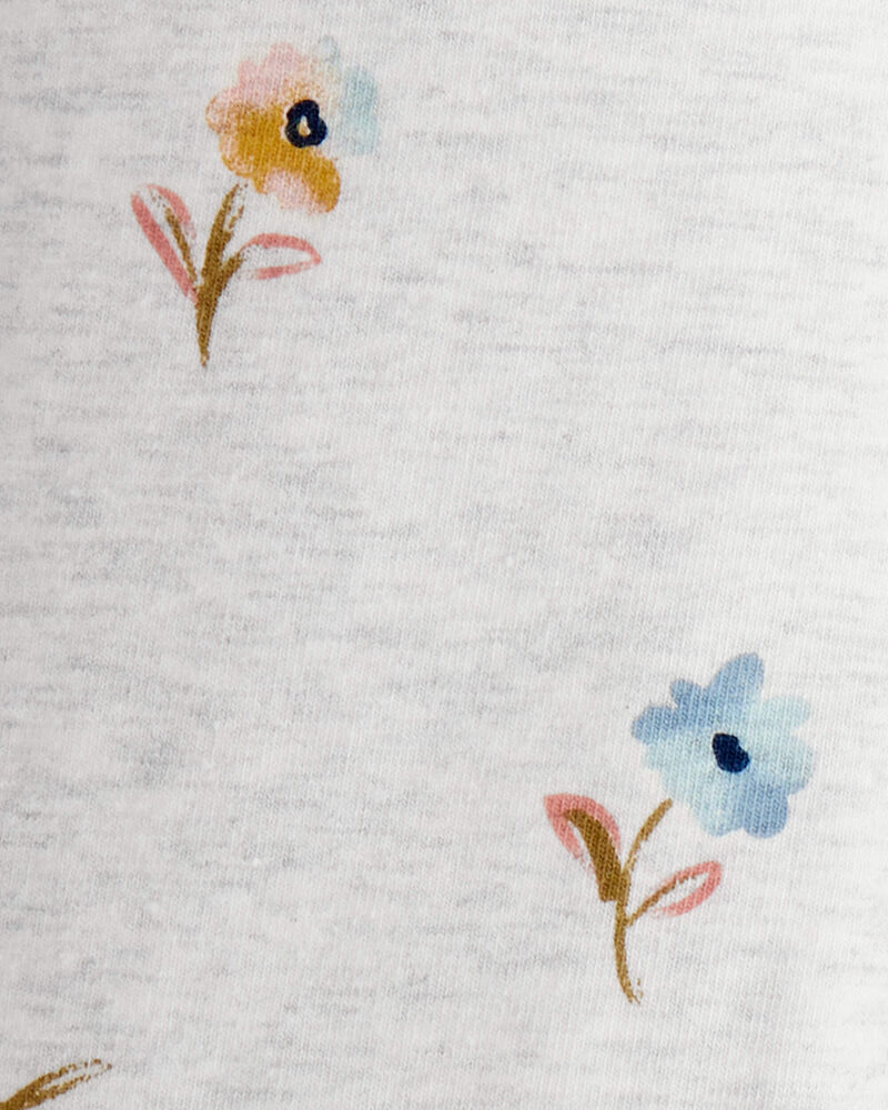 Toddler Girl Cotton Floral Stretch Leggings - Grey, image 3 of 4 slides