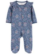 Baby Floral 2-Way Zip Cotton Sleep & Play Pajamas, image 1 of 3 slides