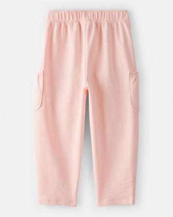 Toddler Girl Bow Pocket French Terry Pants - Coral, 