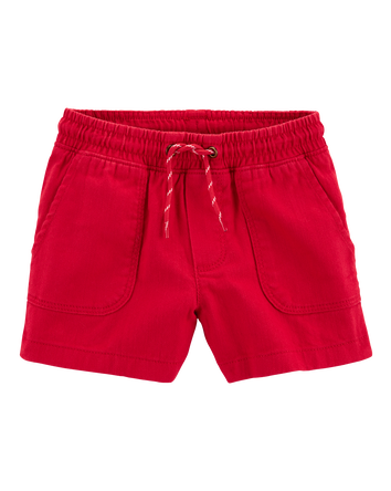 Toddler Pull-On Cotton Shorts - Red, 