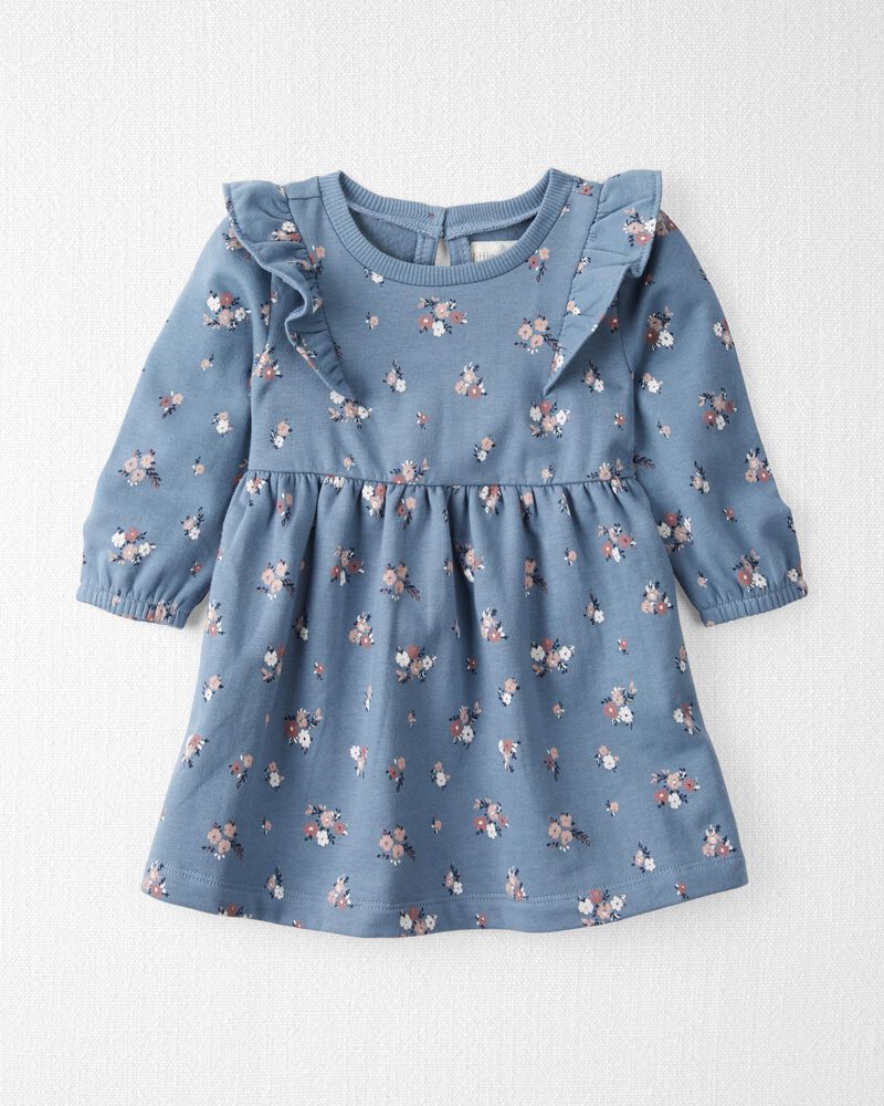 Baby Long-Sleeve Ruffle Dress Made with Organic Cotton in Floral Print, image 1 of 6 slides