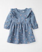Baby Long-Sleeve Ruffle Dress Made with Organic Cotton in Floral Print, image 1 of 6 slides